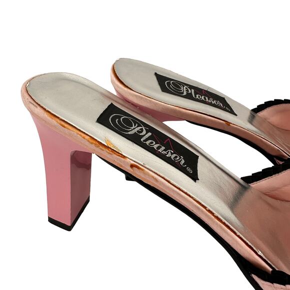 Pleaser Pink & Black Vintage Slip On Pumps Size 14 - Picture 2 of 10